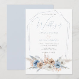 Elegant Dusty Blue Boho eller Beach Wedding Inbjudningar