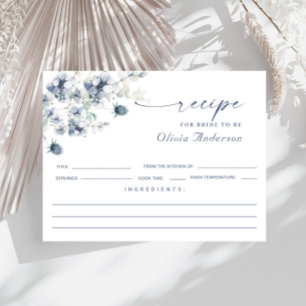 Elegant Dusty Blue Boho Möhippa Recept Card Vykort