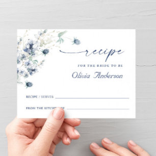 Elegant Dusty Blue Boho Möhippa Recept Card Vykort