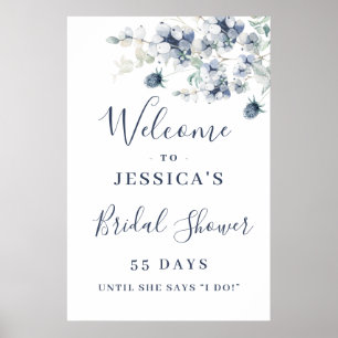 Elegant Dusty Blue Boho Möhippa Välkomsttecken Poster