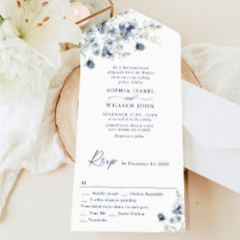 Elegant Dusty Blue Boho Winter Foliage Bröllop
