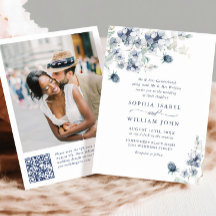 Elegant Dusty Blue Boho Winter Foliage Bröllop
