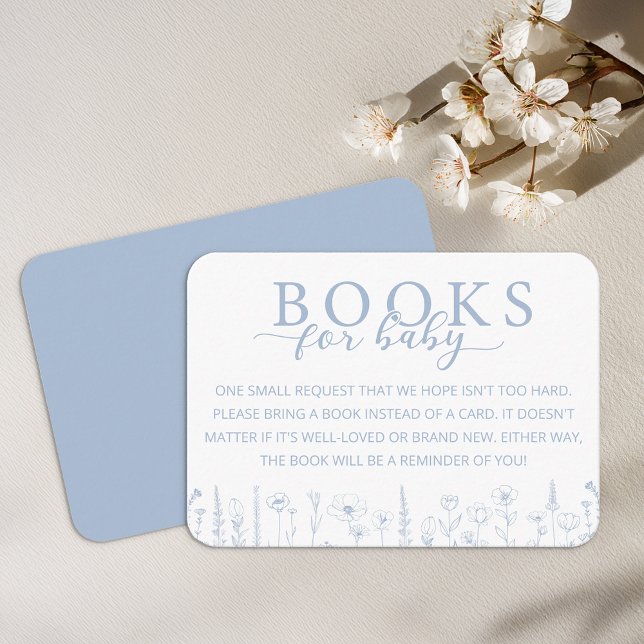 Elegant Dusty Blue Books for Baby Card Tilläggskort (Books for Baby - Dusty Blue Baby Shower
)