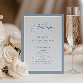 Elegant Dusty Blue Border | Luxe Wedding Welcome Program