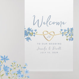 Elegant Dusty Blue Botanical Bröllop Välkommen Poster
