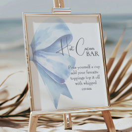 Elegant Dusty Blue Bow Baby Shower Hett Cocoa Pub Poster