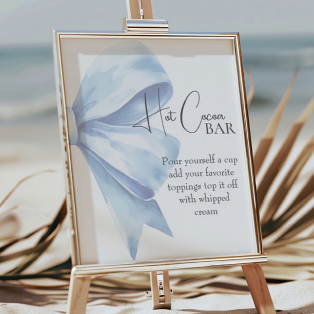 Elegant Dusty Blue Bow Baby Shower Hett Cocoa Pub Poster (Skapare uppladdad)