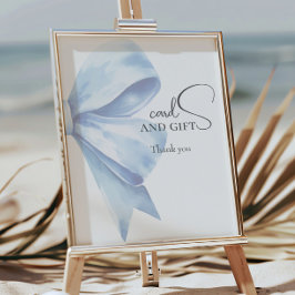 Elegant Dusty Blue Bow Baby Shower-kort och gåvor Poster