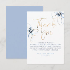 Elegant Dusty Blue Bow Bridal Shower Thank You Tack Kort