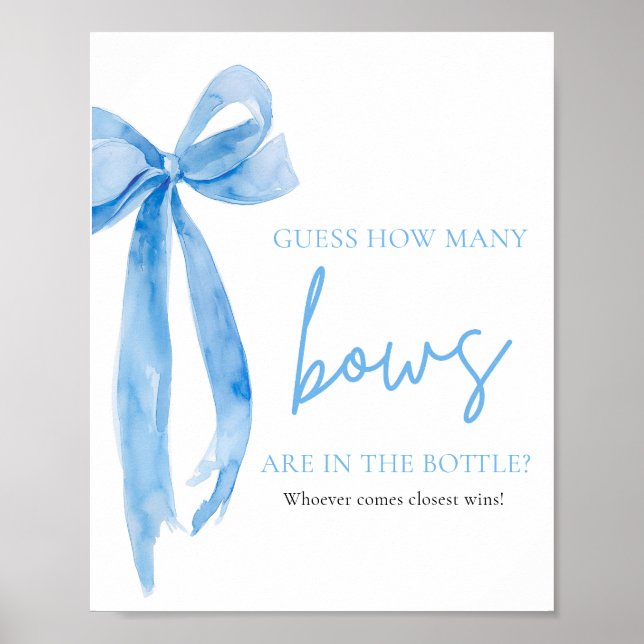 Elegant Dusty Blue Bow gissar hur många benköspel Poster (Framsidan)