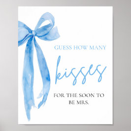 Elegant Dusty Blue Bow gissar hur många Kisses-spe Poster