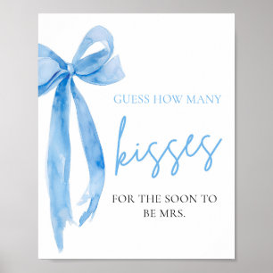 Elegant Dusty Blue Bow gissar hur många Kisses-spe Poster