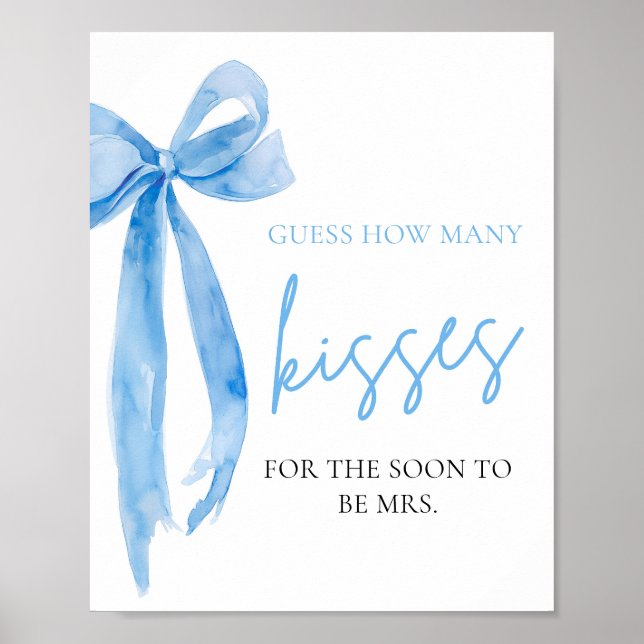 Elegant Dusty Blue Bow gissar hur många Kisses-spe Poster (Framsidan)