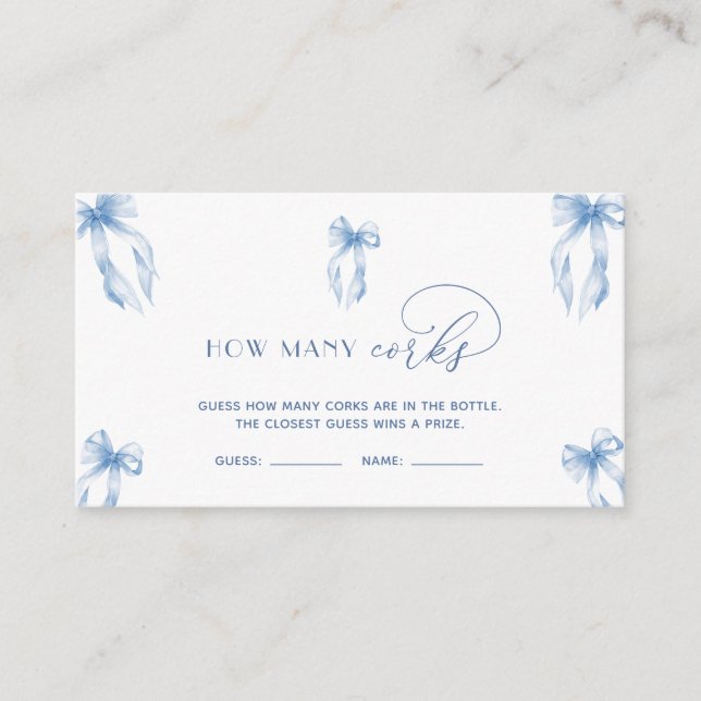 Elegant Dusty Blue Bow gissar hur många Kork-spel  Tilläggskort (Framsida)