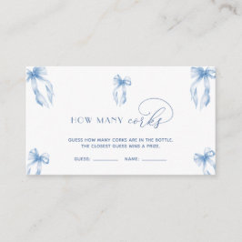 Elegant Dusty Blue Bow gissar hur många Kork-spel Tilläggskort