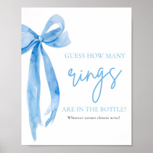 Elegant Dusty Blue Bow gissar hur många Ringar-spe Poster