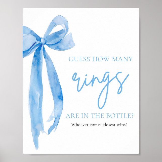 Elegant Dusty Blue Bow gissar hur många Ringar-spe Poster (Framsidan)