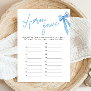 Elegant Dusty Blue Bow Möhippa Apron Game Inbjudningar