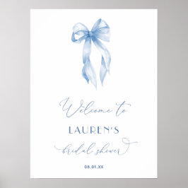 Elegant Dusty Blue Bow Möhippa Välkomsttecken Poster