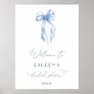 Elegant Dusty Blue Bow Möhippa Välkomsttecken Poster