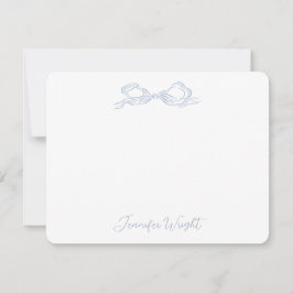 Elegant Dusty Blue Bow Personlig Stationery Anteckningskort