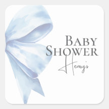 Elegant Dusty Blue Bow Watercolor Baby Shower Boy