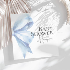 Elegant Dusty Blue Bow Watercolor Baby Shower Boy Pappersservett
