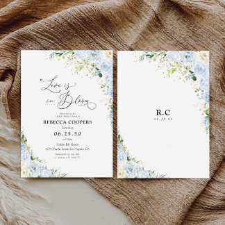 Elegant Dusty Blue Bridal Shower Invitation Inbjudningar