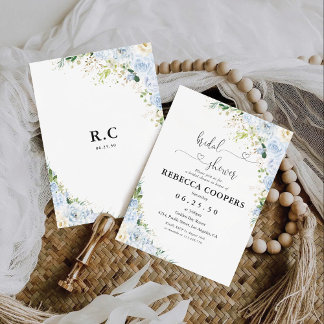 Elegant Dusty Blue Bridal Shower Invitation Inbjudningar