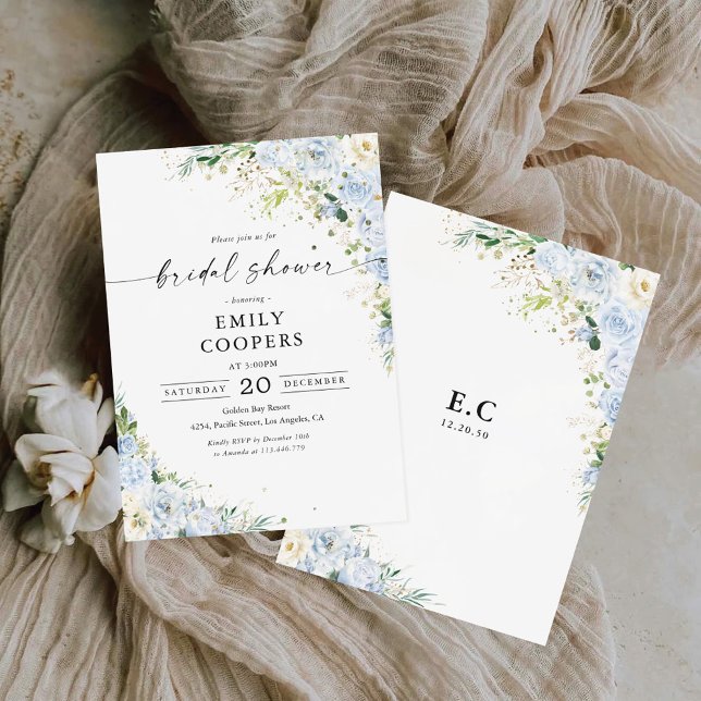 Elegant Dusty Blue Bridal Shower Invitation Inbjudningar (Skapare uppladdad)