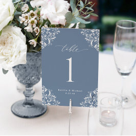 Elegant Dusty Blue Bröllop Bordsnummer-kort Inbjudningar