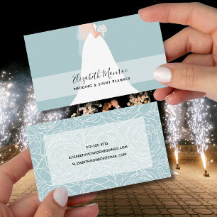 Elegant Dusty Blue Bröllop Event Planner Visitkort