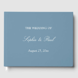 Elegant Dusty Blue Bröllop Guest Bok