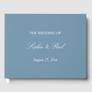 Elegant Dusty Blue Bröllop Guest Bok
