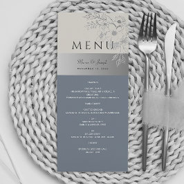 Elegant Dusty Blue Bröllop Menu Meny