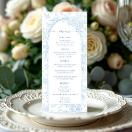Elegant Dusty Blue Bröllop Menu Meny