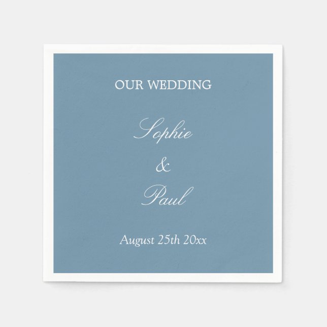 Elegant Dusty Blue Bröllop Napkins Pappersservett (Framsidan)
