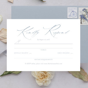 Elegant Dusty Blue-Bröllop OSA i handskriftsformat Kort