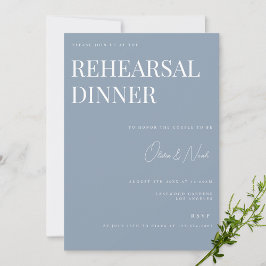 Elegant Dusty Blue Bröllop Rehearsal Dinner Card Inbjudningar