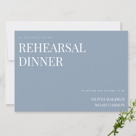 Elegant Dusty Blue Bröllop Rehearsal Dinner Card Tack Kort