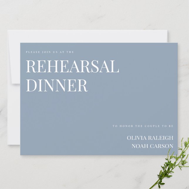 Elegant Dusty Blue Bröllop Rehearsal Dinner Card Tack Kort (Skapare uppladdad)