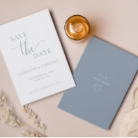 Elegant Dusty Blue Bröllop spara datum Card
