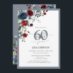 Elegant Dusty Blue & Burgundy Blommigt 60:e födels Inbjudningar<br><div class="desc">Säg hej till din 60:e i stil med den här vackra Eleganten Dusty Blue & Burgundy Blommigt Script 60:e födelsedagsinbjudan! Det här luxuriösa kortet har en utmärkt bukett av dammiga blå och burgunda blommor och botaniskt grönt och anger perfekten för speciella firande. Den elegant handskriven kalligrafi erbjuder sofistikering och modernitet...</div>