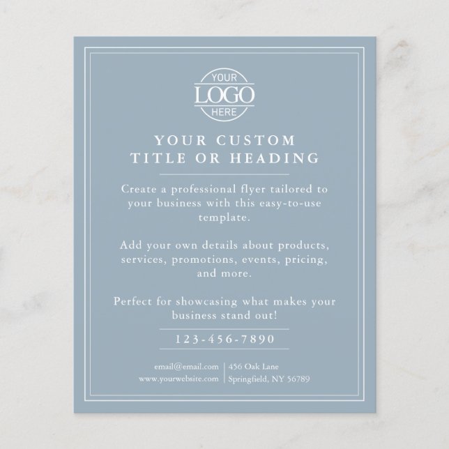 Elegant Dusty Blue Business Logotyp Promotive Flygblad (Framsidan)