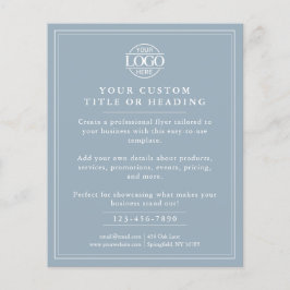 Elegant Dusty Blue Business Logotyp Promotive Flygblad