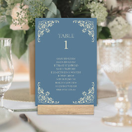 Elegant Dusty Blue Butter Gult Vintage Gräns Bordsnummer
