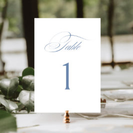 Elegant Dusty Blue Calligraphy Bröllop Bordsnummer