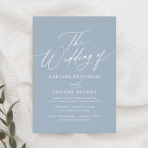 Elegant Dusty Blue Calligraphy Bröllop