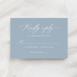 Elegant Dusty Blue Calligraphy Bröllop OSA Kort
