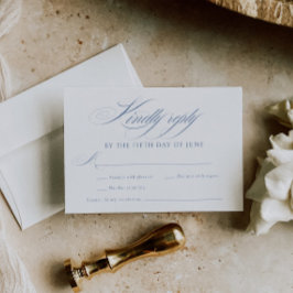 Elegant Dusty Blue Calligraphy Bröllop OSA Kort